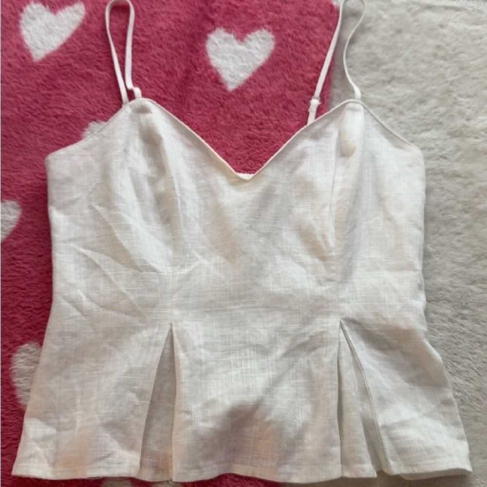 Express White Pleated Fitted Camisole